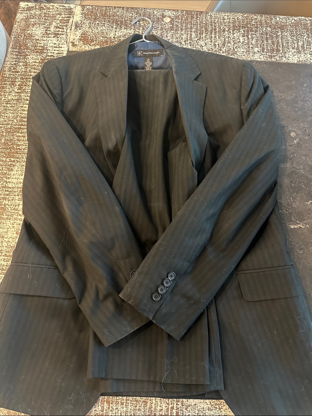 INC  Men’s Black Pinstripe Suit Jacket - Classic Tailored Blazer